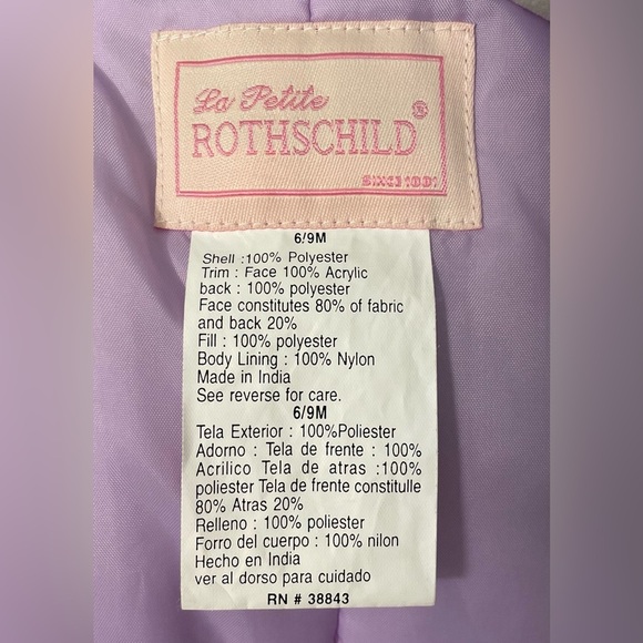 La Petite Rothschild Elegant Hooded Lavender Baby Footed Snowsuit Bunting-6-9M - Picture 3 of 3